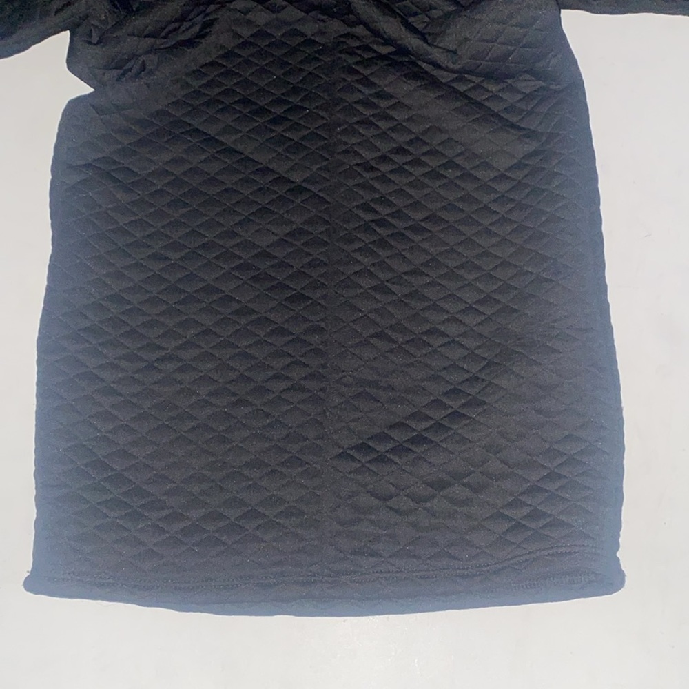 K Too Black Quilted Soft Long Sleeve Hoodie Fitted Bodycon Dress Size Small - Picture 7 of 7